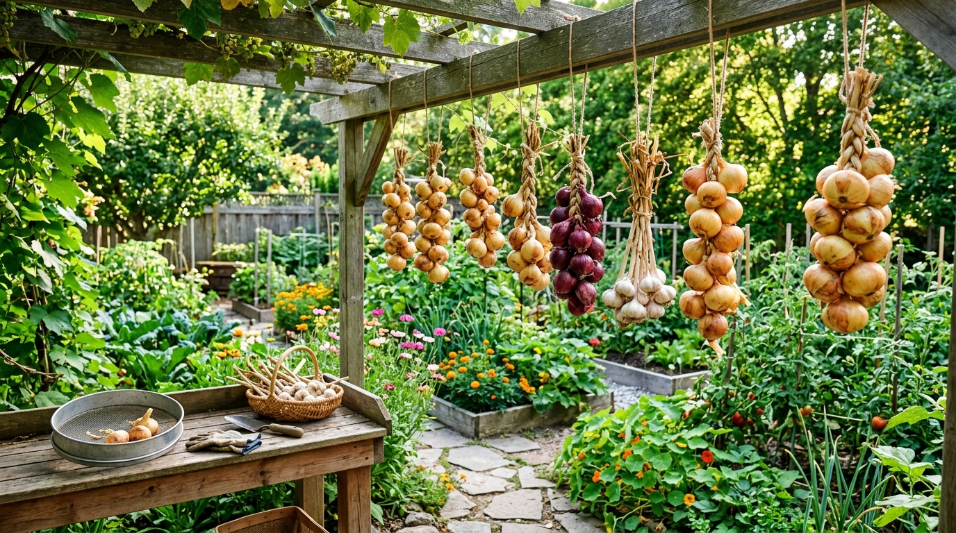 Где хранить лук и чеснок после сбора: лучшие места